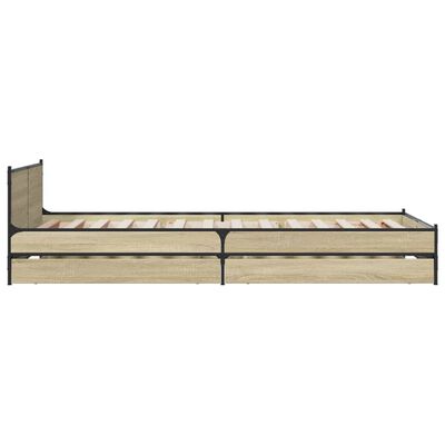 vidaXL Cama con cajones madera ingeniería roble Sonoma 100x200 cm