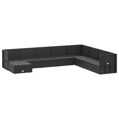 vidaXL Set de muebles de jardín 9 pzas y cojines ratán sintético negro