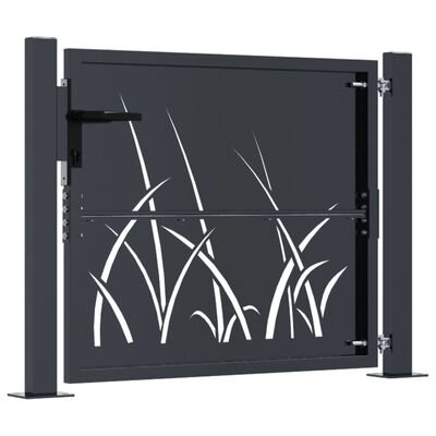 vidaXL Puerta de jardín acero gris antracita diseño hierba 105x105 cm