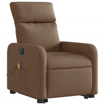 vidaXL Sillón de masaje eléctrico reclinable elevable tela marrón