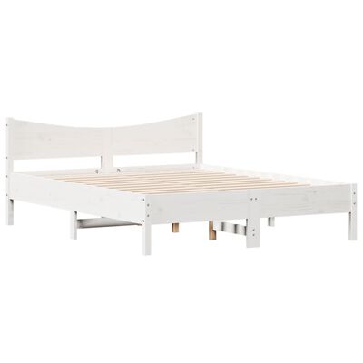 vidaXL Estructura de cama con cabecero madera de pino blanco 150x200cm