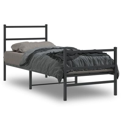 vidaXL Estructura de cama con cabecero y estribo metal negro 80x200 cm