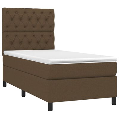 vidaXL Cama box spring con colchón tela marrón oscuro 80x200 cm