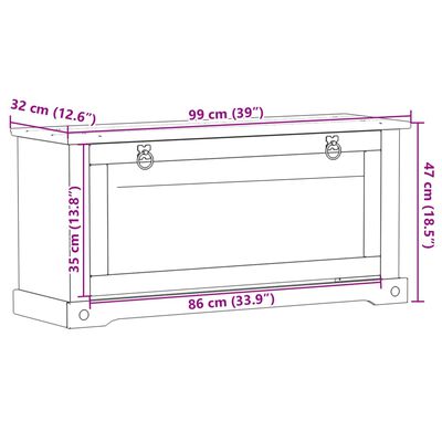 vidaXL Mueble zapatero Corona madera maciza de pino 99x32x47 cm