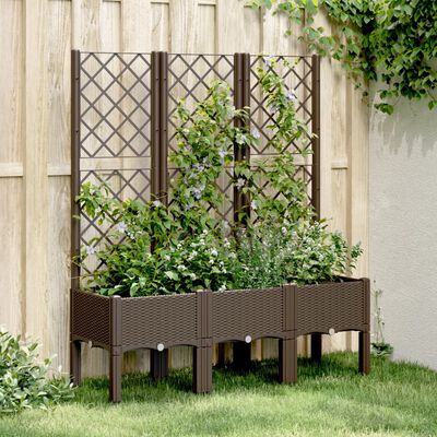 vidaXL Jardinera con enrejado PP marrón 120x40x142 cm