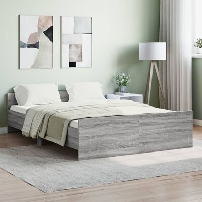 vidaXL Estructura de cama con cabecero piecero gris Sonoma 140x190 cm