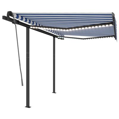 vidaXL Toldo manual retráctil con LED azul y blanco 3,5x2,5 m