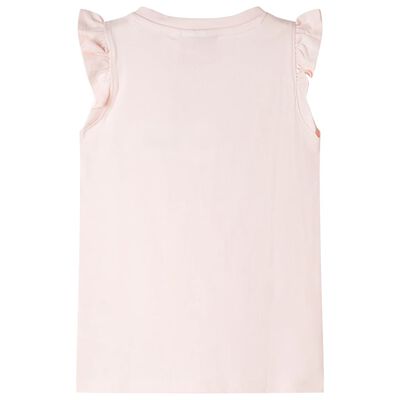 Camiseta infantil de manga volante rosa suave 116