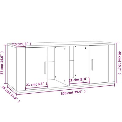 vidaXL Mueble de TV madera contrachapada gris Sonoma 100x35x40 cm