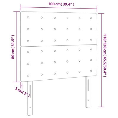 vidaXL Cabecero con luces LED terciopelo gris claro 100x5x118/128 cm