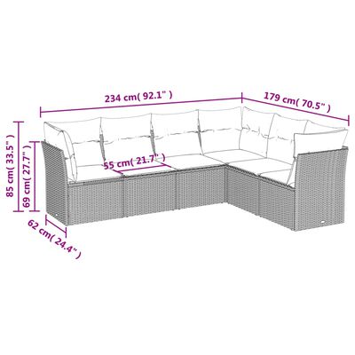 vidaXL Set sofás de jardín 6 piezas y cojines ratán sintético marrón