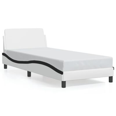 vidaXL Cama sin colchón cuero sintético blanco negro 80x200 cm