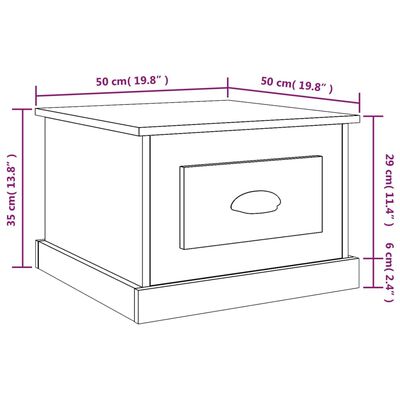 vidaXL Mesa de centro madera contrachapada marrón roble 50x50x35 cm