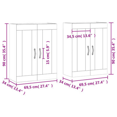 vidaXL Armarios de pared 2 uds madera de ingeniería gris hormigón