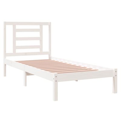 vidaXL Estructura de cama madera maciza individual blanco 75x190 cm