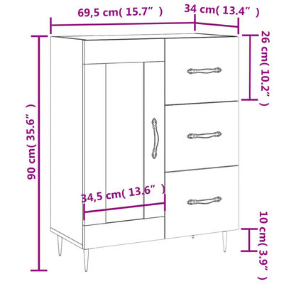 vidaXL Aparador de madera de ingeniería negro 69,5x34x90 cm