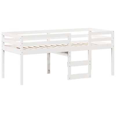 vidaXL Cama alta con techo madera maciza pino blanca 75x190 cm