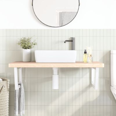 vidaXL Estante de lavabo de pared de acero y madera maciza de roble