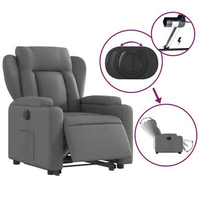 vidaXL Sillón eléctrico reclinable elevable de tela gris oscuro