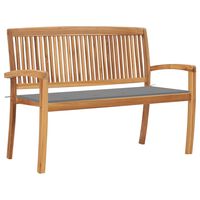 vidaXL Banco de jardín apilable con cojín madera maciza teca 128,5 cm