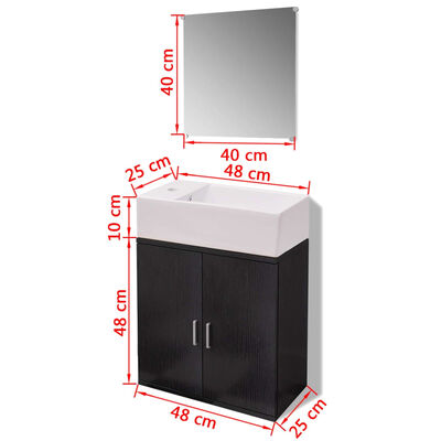 vidaXL Conjunto de mueble y lavabo 3 piezas negro