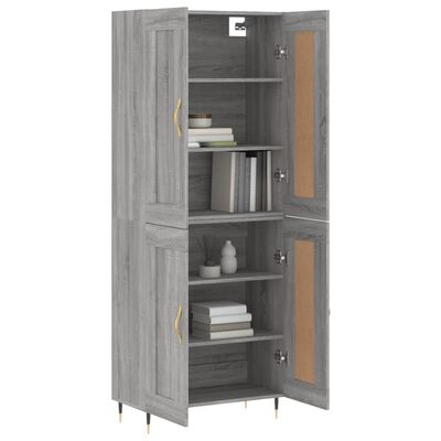 vidaXL Aparador alto madera contrachapada gris sonoma 69,5x34x180 cm