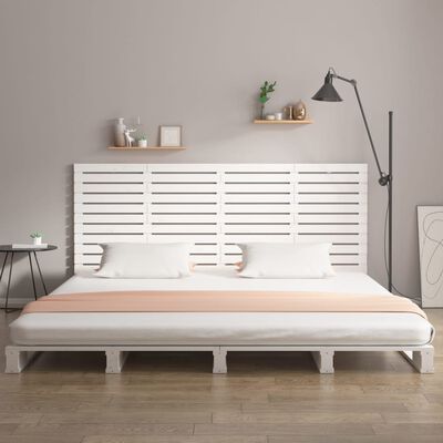 vidaXL Cabecero cama de pared madera maciza pino blanco 166x3x91,5 cm