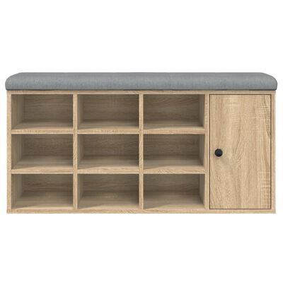 vidaXL Banco zapatero madera de ingeniería roble Sonoma 102x32x50 cm