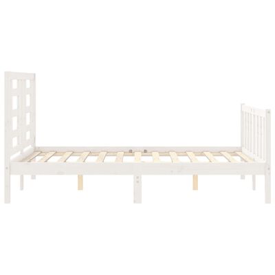 vidaXL Estructura de cama con cabecero madera maciza blanco 140x200 cm