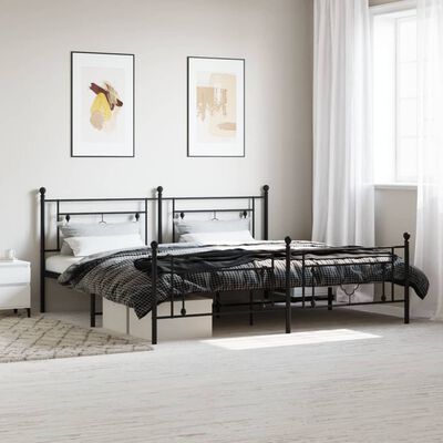 vidaXL Estructura de cama cabecero y estribo metal negro 193x203 cm