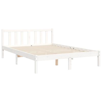 vidaXL Estructura de cama con cabecero madera maciza blanco 140x200 cm