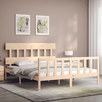 vidaXL Estructura de cama de matrimonio con cabecero madera maciza