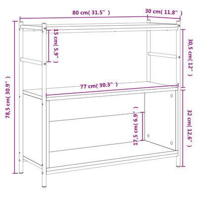 vidaXL Estantería hierro madera ingeniería marrón roble 80x30x78,5 cm