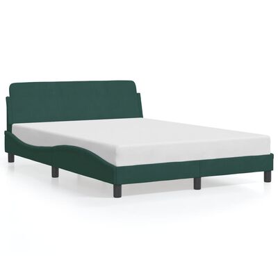 vidaXL Estructura cama con cabecero terciopelo verde oscuro 140x200 cm