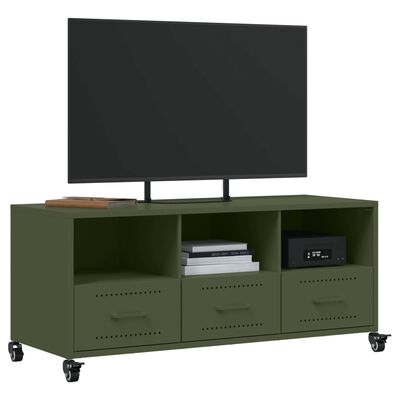 vidaXL Mueble de TV de acero verde oliva 100,5x39x43,5 cm