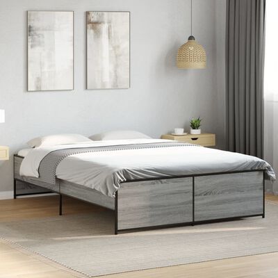 vidaXL Estructura cama madera ingeniería metal gris Sonoma 120x200 cm