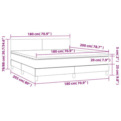 vidaXL Cama box spring colchón y LED cuero sintético blanco 180x200 cm