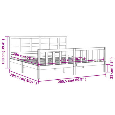 vidaXL Estructura de cama con cabecero madera maciza blanco 200x200 cm