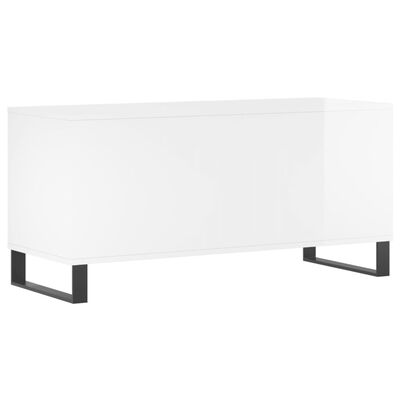 vidaXL Mueble discos madera contrachapada blanco brillo 100x38x48 cm