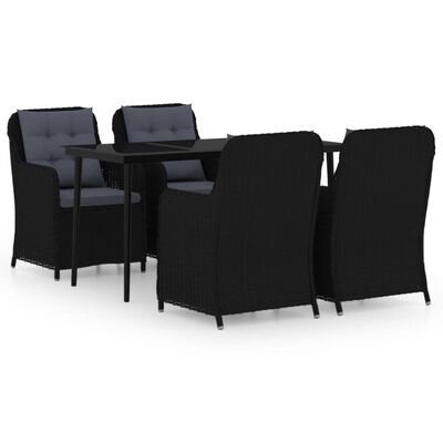 vidaXL Juego de comedor para jardín 5 piezas negro