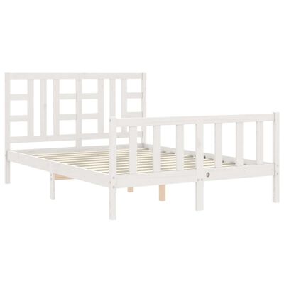 vidaXL Estructura de cama con cabecero madera maciza blanco 140x190 cm