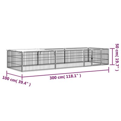 vidaXL Jaula perros 8 paneles acero recubierto polvo negro 100x50 cm