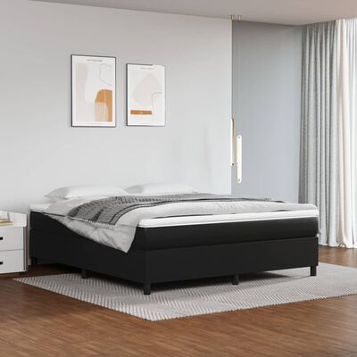 vidaXL Cama box spring con colchón cuero sintético negro 160x200 cm