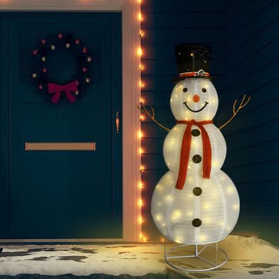 vidaXL Muñeco de nieve de Navidad con luces LED tela lujosa 180 cm