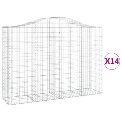 vidaXL Cestas gaviones 14 uds forma de arco hierro 200x50x140/160 cm