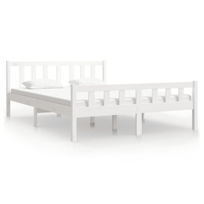 vidaXL Estructura de cama de madera maciza blanca 135x190 cm