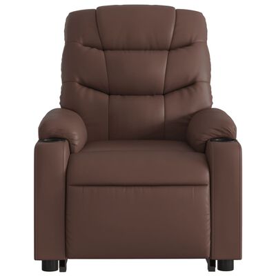 vidaXL Sillón reclinable elevable eléctrico de cuero sintético marrón