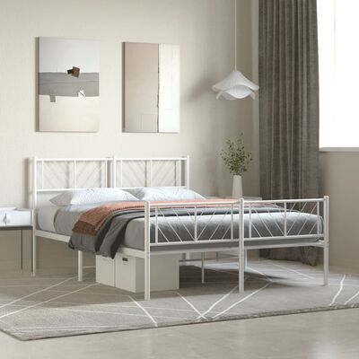 vidaXL Estructura cama sin colchón con estribo metal blanco 120x200 cm