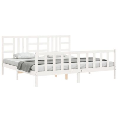 vidaXL Estructura de cama con cabecero madera maciza blanco 200x200 cm