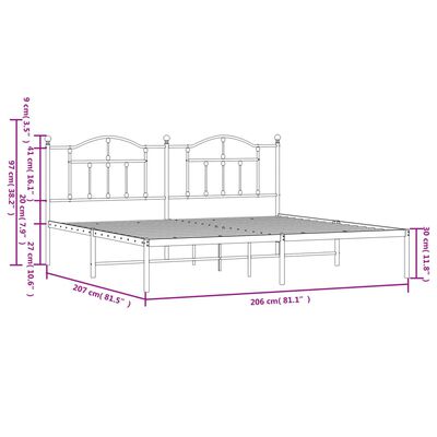 vidaXL Estructura cama sin colchón con cabecero metal blanco 200x200cm